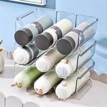 투명 텀블러 정리함 보온병 수납 물병 보관함 3칸 1세트(2개), 1개, 2개입
