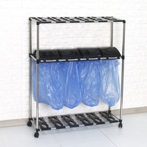 센스2030 분리수거함 4P 2단 스윙 휴지통 가정용 재활용 쓰레기통, 스윙(블랙)