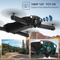 미니 드론 헬리콥터 JJRC H71 접이식 폴더블 원격 제어 1080P HD 카메라 WIFI FPV 광학 흐름 포지셔닝 RC Quadcopter Toy, [04] Black-2 Batteries