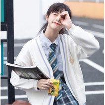니트코트가디건 망천유리 오리지널제작 JK 아우터가디건 스웨터 유니폼 한잎한잎 하이 버블 소매 네이비그레인 3539132848