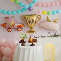 [파티조엘] 스케이트풍선 트로피풍선 피그엔젤풍선 생일파티, 엔젤피그풍선, 고리마운트와 낚시줄2미터