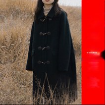 블랙 모직 코트 여중 롱 루즈핏 학생 모직 코트 여잔키 햅번풍 추동 소뿔 버클69212