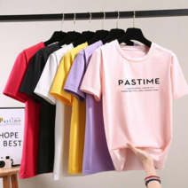 [오늘발송] 스타일아유 여성용 여름 반팔티 Pastime 프린트 쫀쫀 라운드 반팔 티셔츠[AYG6TS364A]
