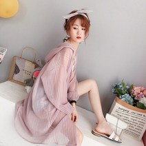 로브가디건 황금가면 이효리로브 슈퍼 페어리 아이스 실크 선 스크린 셔츠 여성용 중간 길이 루즈핏 통기성 초박형 쉬폰 후드 에어컨 셔츠 재킷 70