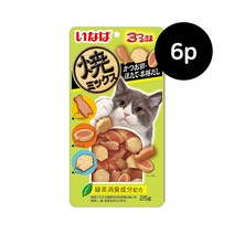 이나바 야끼믹스 가다랑어포 가리비 정어리스프 25g x 6개 고양이 간식 캔