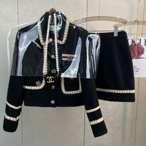 여성 투피스 세트 슬림핏 캐주얼 트위드 재킷 스커트 오피스룩 고급 수입의류 명품스타일