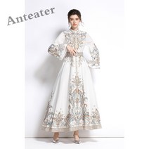 [Anteater]봄 우아한 프린팅 롱 원피스 여성 나팔소매 원피스 하객룩 juan315EP3