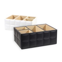 거실 리모컨 정리 4칸 가죽보관함 오피스 작업실 꽂이 책상 대학원 사무실 오거나이저, 블랙