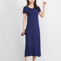 러블로어 0300 - 무지 코튼 롱 반팔원피스