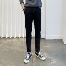 아도르클래식 기본 슬림일자 면 스판 밴딩 9부 팬츠