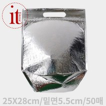 손잡이 보냉팩 일회용보냉백 은박 보냉봉투 25X28 50P, 단품, 단품