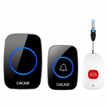 CACAZI-스마트 홈 무선 호출기 초인종 노인 비상 경보 80m 원격 전화 벨 미국 EU 영국 플매트 카펫 러그 1 버튼 수신기, 01 1x1 x sos_01 미국