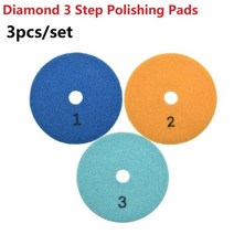3pc 연마 패드 화강암 연마 도구 패드 샌딩 디스크 4 인치 100mm 건식습식 다이아몬드 3 단계 연마 화강암 대리석 디스크, 3개