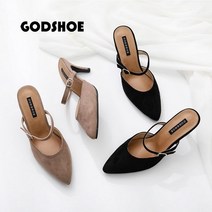 갓슈 로드리 샤틴 벨트 뮬 스틸레토 하이힐 여성구두