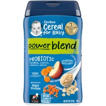 거버 유아용 Powerblend 시리얼 프로바이오틱 오트밀 렌틸 당근 및 사과 함유 만 8개월 이상 227g(8oz), 오트밀  렌틸  당근   사과