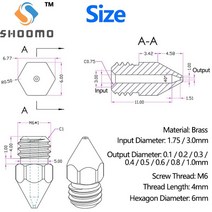 3D프린터부품 Anet A8 Makerbot MK8 Creality CR-10 S4 S5 Ender 3 3Pro 5 청소 도구 키트 용 압출기 황동, 05 1.75-0.4mm_03 10Pcs