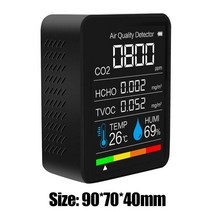 일산화탄소 측정기 다기능 5 인 1 CO2 디지털 이산화탄소 USB 공기 감지기 가스 분석기 온도 습도 품질 모니터, [01] 5 in 1 Black