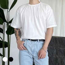 2Color 남자 흰티 여자 흰반팔 두꺼운 반팔티 도톰한 안비치는 비침없는 레이어드 오버핏 반팔 티셔츠
