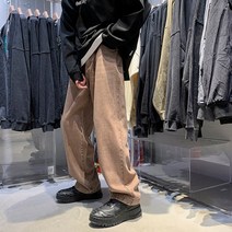 남성 봄 새로운 빈티지 하이 스트리트 솔리드 데님 스트레이트 느슨한 심플 청바지 125