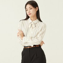 로에 깔끔한 넥 리본 셔츠형 블라우스