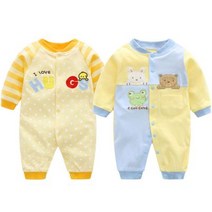 (블루59) 노랑 긴소매 유아 우주복(0-18개월) 303694, 노랑 긴소매 유아 우주복(0-18개