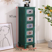 [백상사 협력사] 원목 5단 엔틱 서랍장 300 수납장 30cm 빈티지 거실 틈새 안방 앤틱 옷정리함, 5번. 옐로우 30x30x97cm