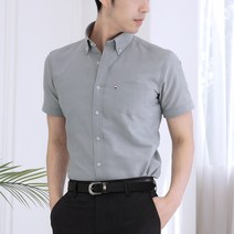 럭스타이 남성용 슬림핏 옥스포드 버튼다운 반팔 와이셔츠 d627