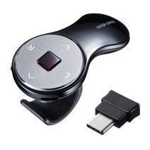 산와 무선 링 포인터 미니충전식 USB typeC 에어마우스 2.4G 리모컨 펜 ppt, type-C 인터페이스 블랙, 은회색, 블랙