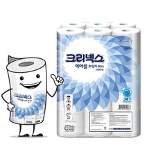 크리넥스 물에 잘 녹는 에어셀 화장지 40M 24롤 두루마리휴지 대용량, 1세트