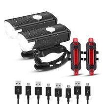 LED경광등 경광봉 신호봉 주차스토퍼 자전거 라이트 세트 650mah usb 충전식 자전거 전면 후면 후면 미등 사이클링 안전 경고등 자전거 램프 손전등 48, 2세트