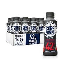 Fairlife Core Power Elite 42g 고단백 밀크 쉐이크 운동 회복을 위해 바로 마실 수 있음 딸기 14 Fl Oz(12개 팩)