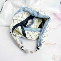 JINUS 실프스카프 산악회 선물긴실크 스카프 핸들 가방 리본 여성용 날카로운 각도 파란색