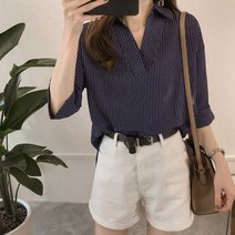 나미나라 여성정장 여성스런 7 브이넥 의류 줄무늬 스트라이프 7WA3C5FB
