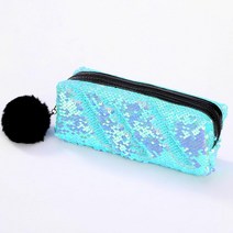 레인보우프렌즈 필통 11Color Option Reversible Sequin Pencil Case for Girls School Supplies Super Big Statione, Light Blue