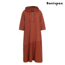 보니스팍스 지퍼 우븐배색 후드 원피스-MF83OP042