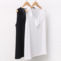 훌 3035500S 민소매 여성 빅사이즈 프릴넥 블라우스
