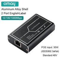 POE 확장기 1 2 포트 101001000Mbps IEEE 802.3afat 표준 48V NVR IP 카메라 poe용 범위 100 미터 확장, 알루미늄 쉘 1000M