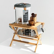 마운트피크 캠핑 와이어 바스켓 쿨러스탠드 받침대 우드 거치대, 와이어바스켓 쿨러스탠드