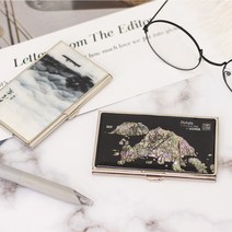 나빌레라 자개명함케이스_전통2 명함꽂이 자개공예 스틸 명함집, 거북선(황)