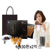 김소형 녹용 침향환 프리미엄 녹용환 분말 가루 6년근홍삼 농축액 황금 차가버섯 기력 직장인 부모님 수험생 선물세트 쇼핑백 식약처 HACCP 인증, 4gx30환X2박스