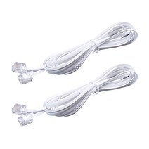 White 15-Feet Telephone Extension Cord Cable Male to Male RJ11 6P2C Pin Plug Line Wire Landline Tele