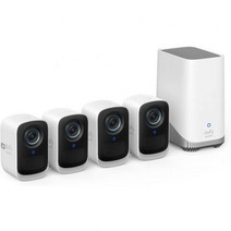 eufy Security eufyCam 3C 4-Cam 키트 카메라 실외 무선 4K 최대 16TB까지 확장 로컬 스토리지 얼굴 인식 AI 스포트라이트 컬러 나이트 비전 2.4GHz, 카메라 키트 4개