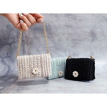 DIY 코바늘 데이지 카드지갑 패키지 뜨개가방만들기 뜨개질, 2.블랙, 1개