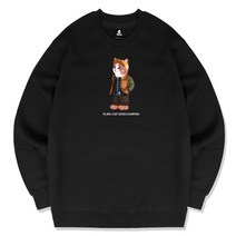 플라바 캠핑캣 맨투맨 고양이 그래픽 빅사이즈 스웨트 티셔츠