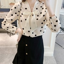 요모조모 1778 도트 리본 블라우스