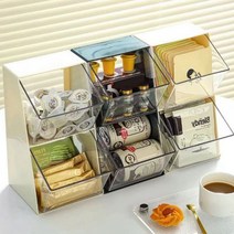 아크릴 탕비실 정리함 커피믹스 캡슙 보관함 티백보관함 사무실 카페 간식 녹차 과자 수납함, 화이트