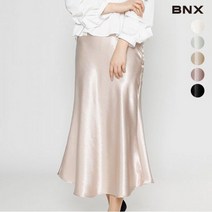 비엔엑스 BNX 여성 실크 뒷 밴딩 롱 스커트