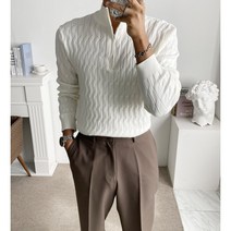 구스마켓 남성용 폴 케이블 반집업 니트 [4컬러]