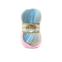 [앵콜스] (10+1)앙고라골드 모헤어실 겨울 의류 뜨개실, 2970 연하늘 핑크베이지 나염, 550m