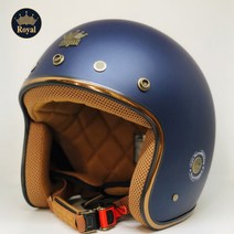 로얄헬멧 오픈페이스 M20C 바이크 헬멧 무광 네이비 소두핏 DOT 인증 하이바 레트로 클래식 텐덤 반모, L (55~56cm)